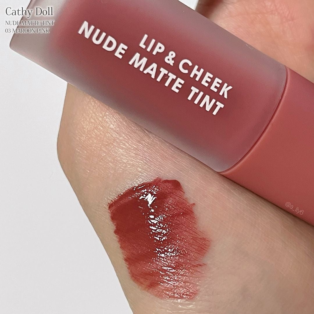 リップアンドチーク ヌードマットティント/CathyDoll/リップティントを使ったクチコミ(2枚目)
