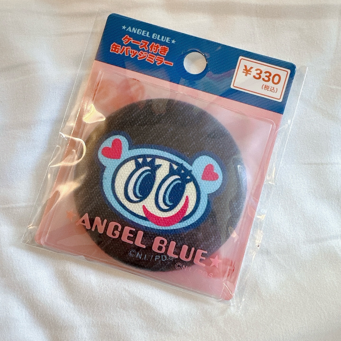 ケース付き缶バッジミラー エンジェルブルー / キャンドゥ