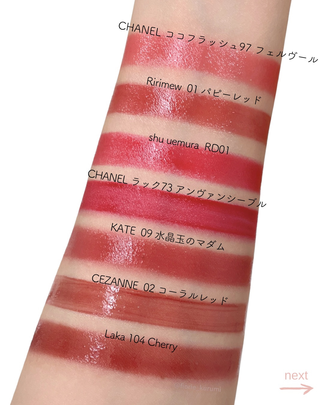 CHANEL・CEZANNE・shu uemura・KATE・Laka・Ririmewの口紅・グロス