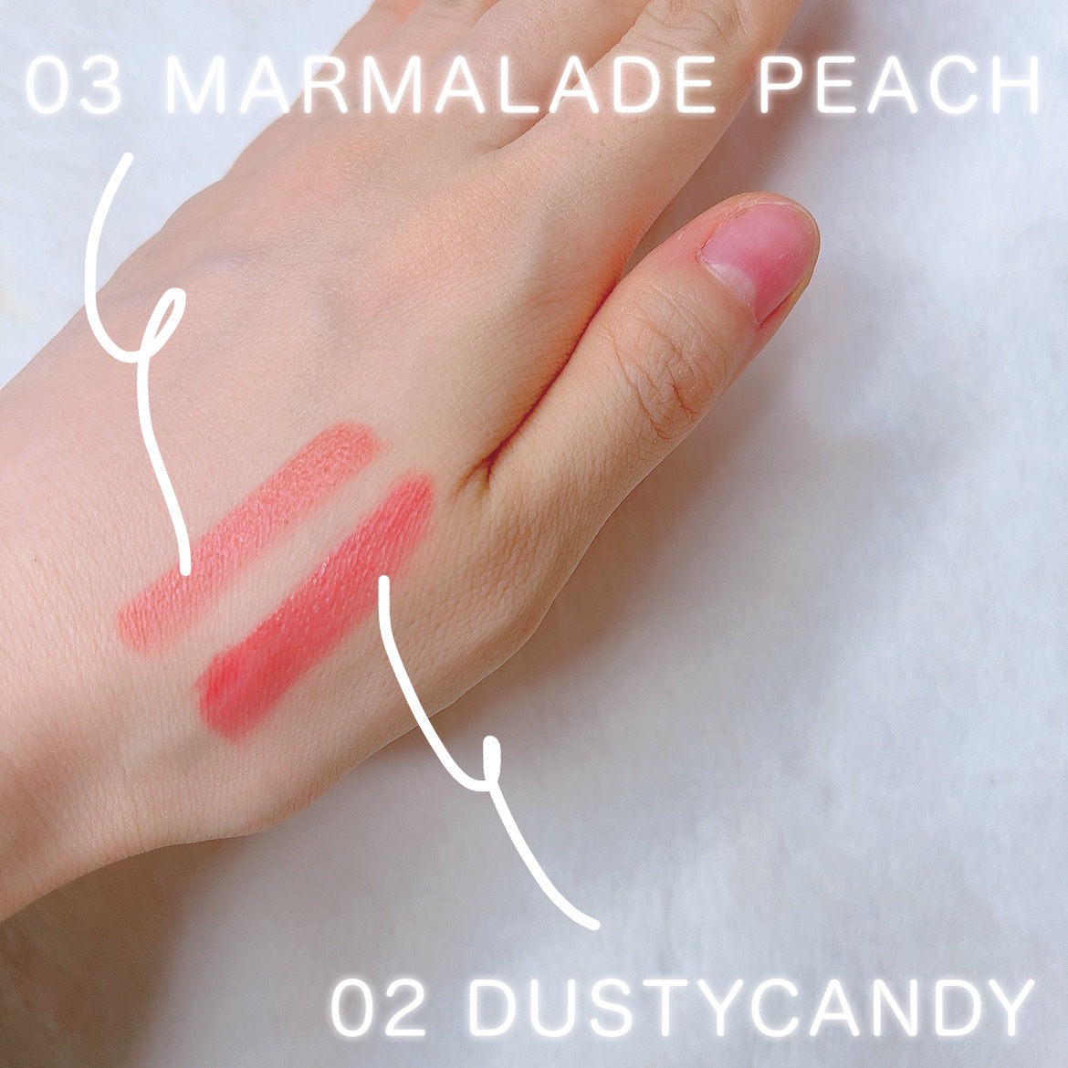 チューインガムベルベットティント 03 MARMALADE PEACH/KIRSH(キルシー)/リップティントを使ったクチコミ（2枚目）