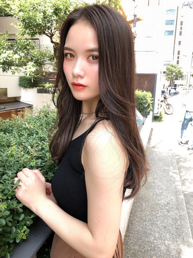 面長かきあげ前髪