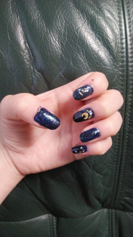 Clover🍀 on LIPS 「星空ネイル🌠ネイビーと細かいラメのネイル、そしてセリアのネイル..」(1枚目)