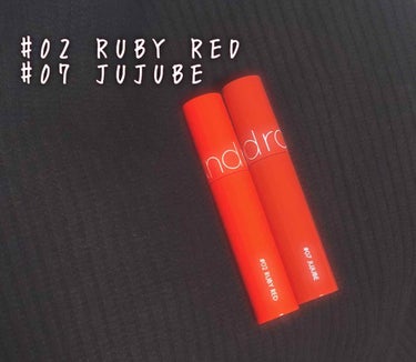 ジューシーラスティングティント 02 ルビーレッド(RUBY RED)/rom&nd/口紅を使ったクチコミ（1枚目）