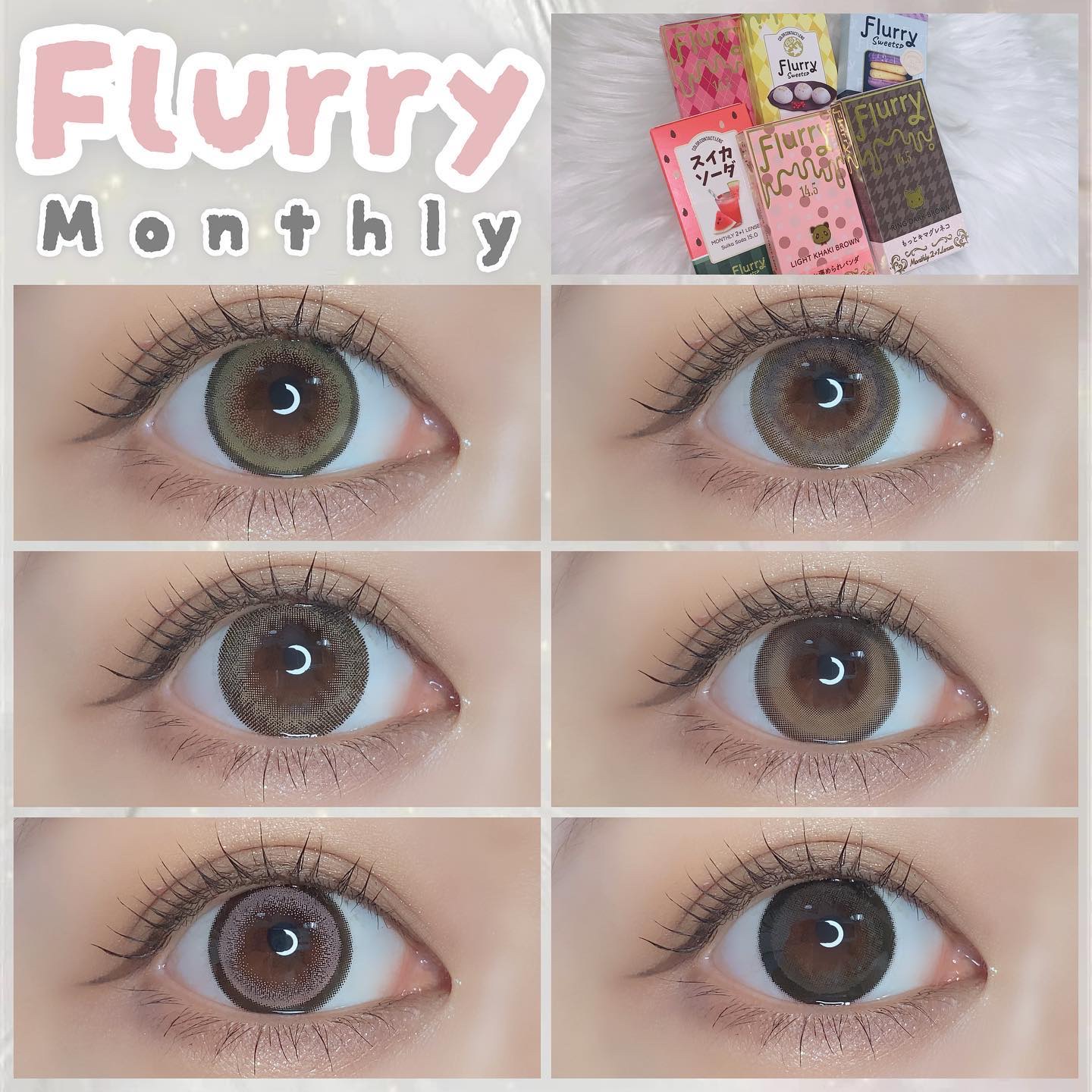 Flurry Monthly リングピンクブラウン(もっと愛されウサギ)/Flurry by colors/１ヶ月（１MONTH）カラコンを使ったクチコミ（1枚目）