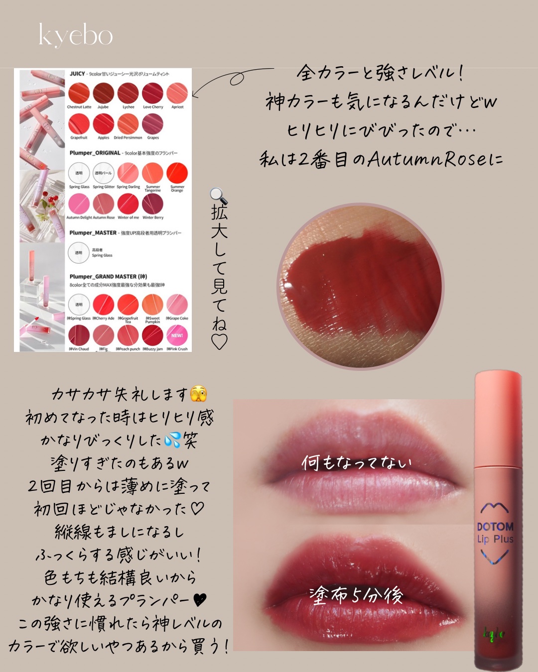 ドトムリッププラスプランパー/keybo/リッププランパーを使ったクチコミ（3枚目）