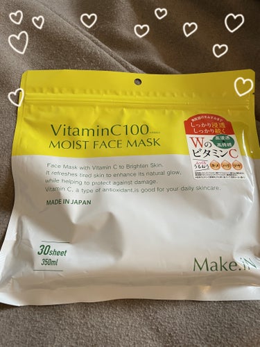 Make.iN VitaminC100 MOIST FACE　MASKのクチコミ「

ビタミンがたっぷり入っているので、毎日使うことで肌荒れを防ぎ肌の治安を守ってくれるバックで.....」（1枚目）
