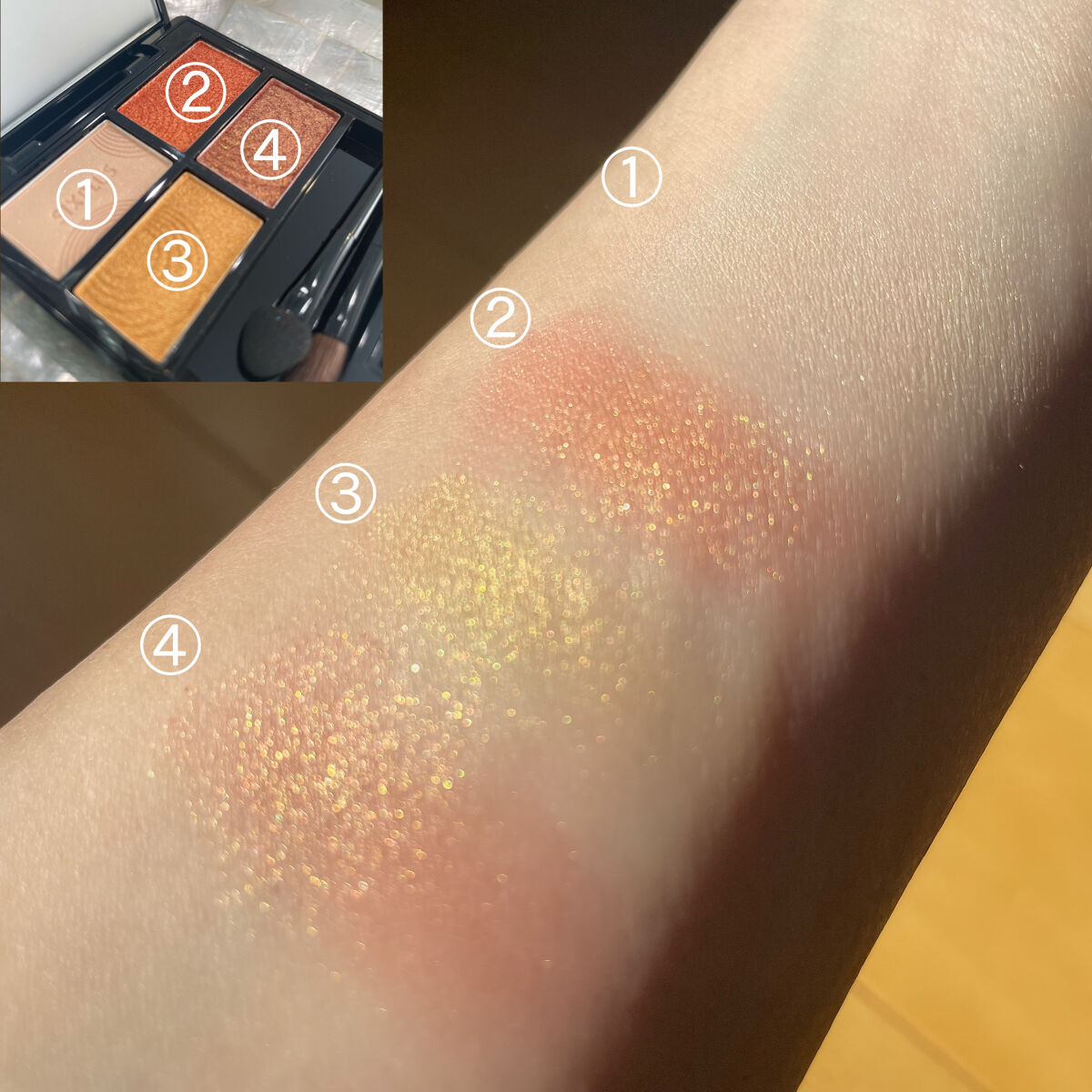 SIXPLUS 4色アイシャドウ #03サンセットブラウン/SIXPLUS/アイシャドウパレットを使ったクチコミ（3枚目）