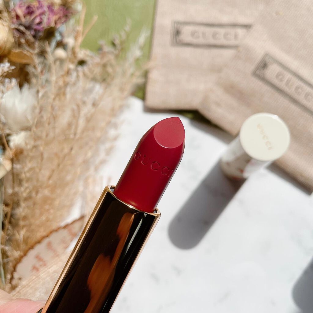 グッチ ルージュ ア レーヴル ヴォワル 203 ミルドレッド ローズウッド/GUCCI beauty/口紅を使ったクチコミ（3枚目）