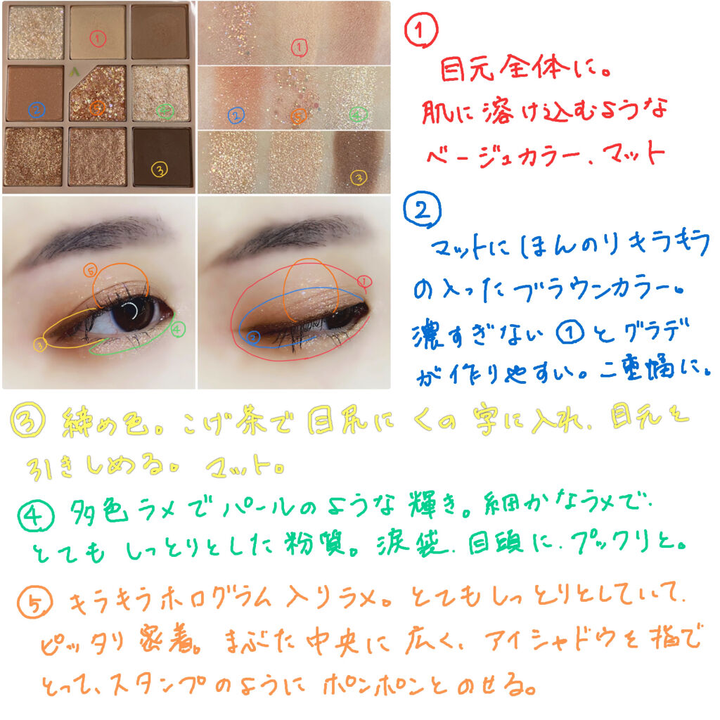 グリッターペディアアイパレット N°2オールオブブラウン/unleashia/アイシャドウパレットを使ったクチコミ（3枚目）