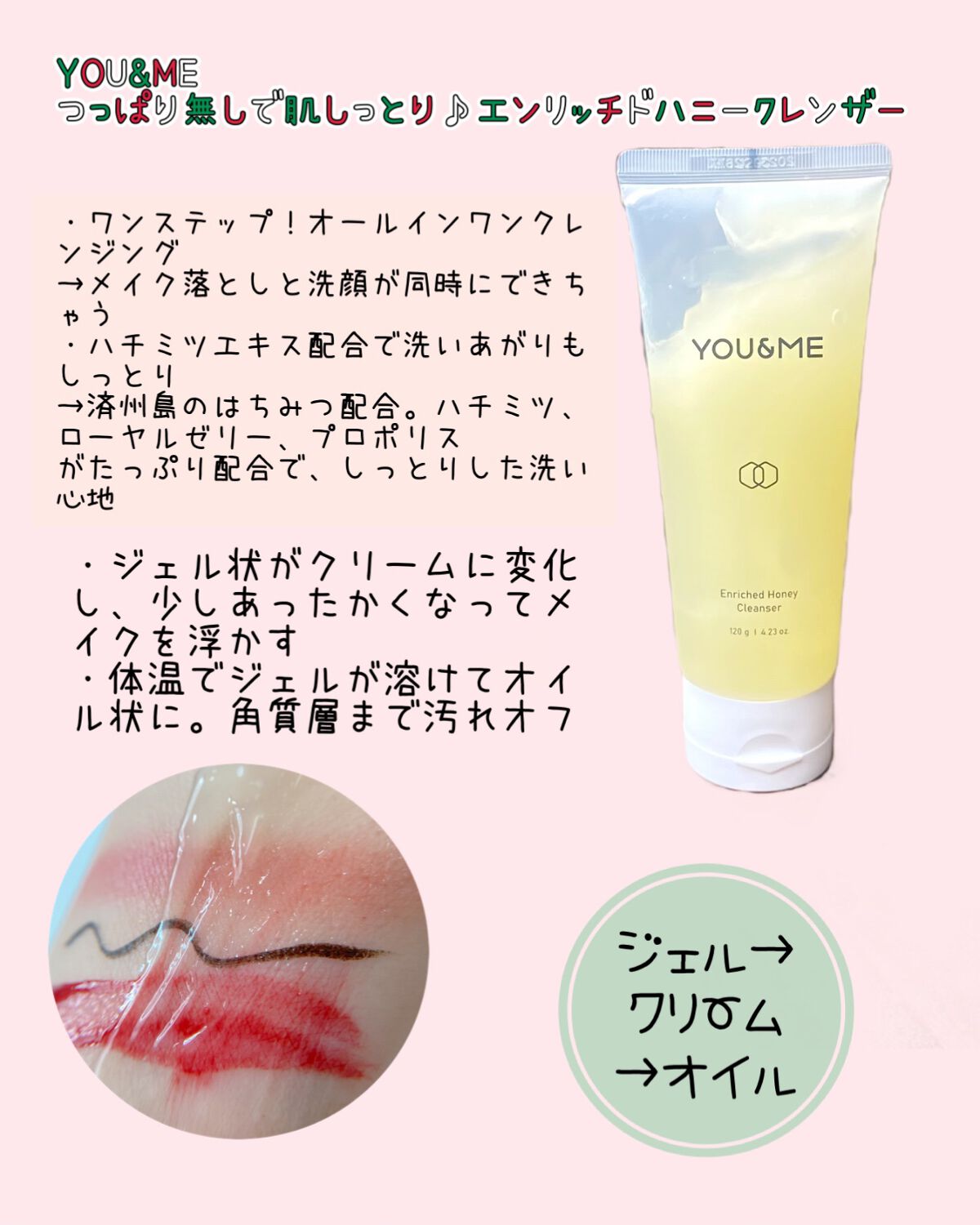 エンリッチドハニークレンジング/YOU&ME/クレンジングジェルを使ったクチコミ(2枚目)