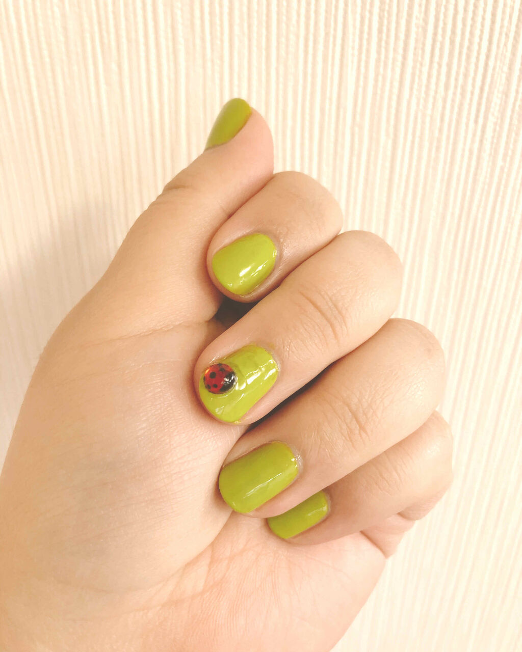 #簡単ネイル,#単色ネイル,#アシメネイル,#てんとう虫ネイルのネイルデザイン