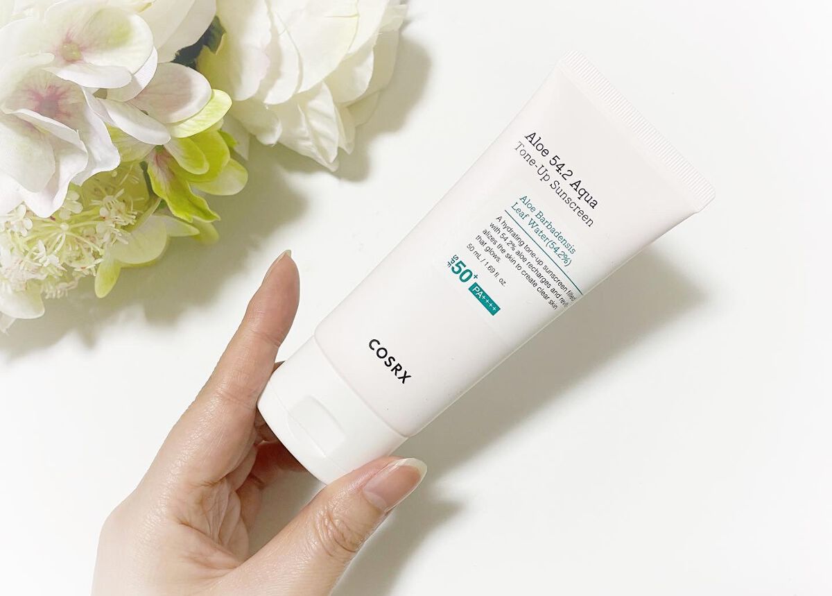 アロエ54.2アクアトーンアップUVクリーム SPF50+ PA++++/COSRX/日焼け止めクリームを使ったクチコミ(4枚目)