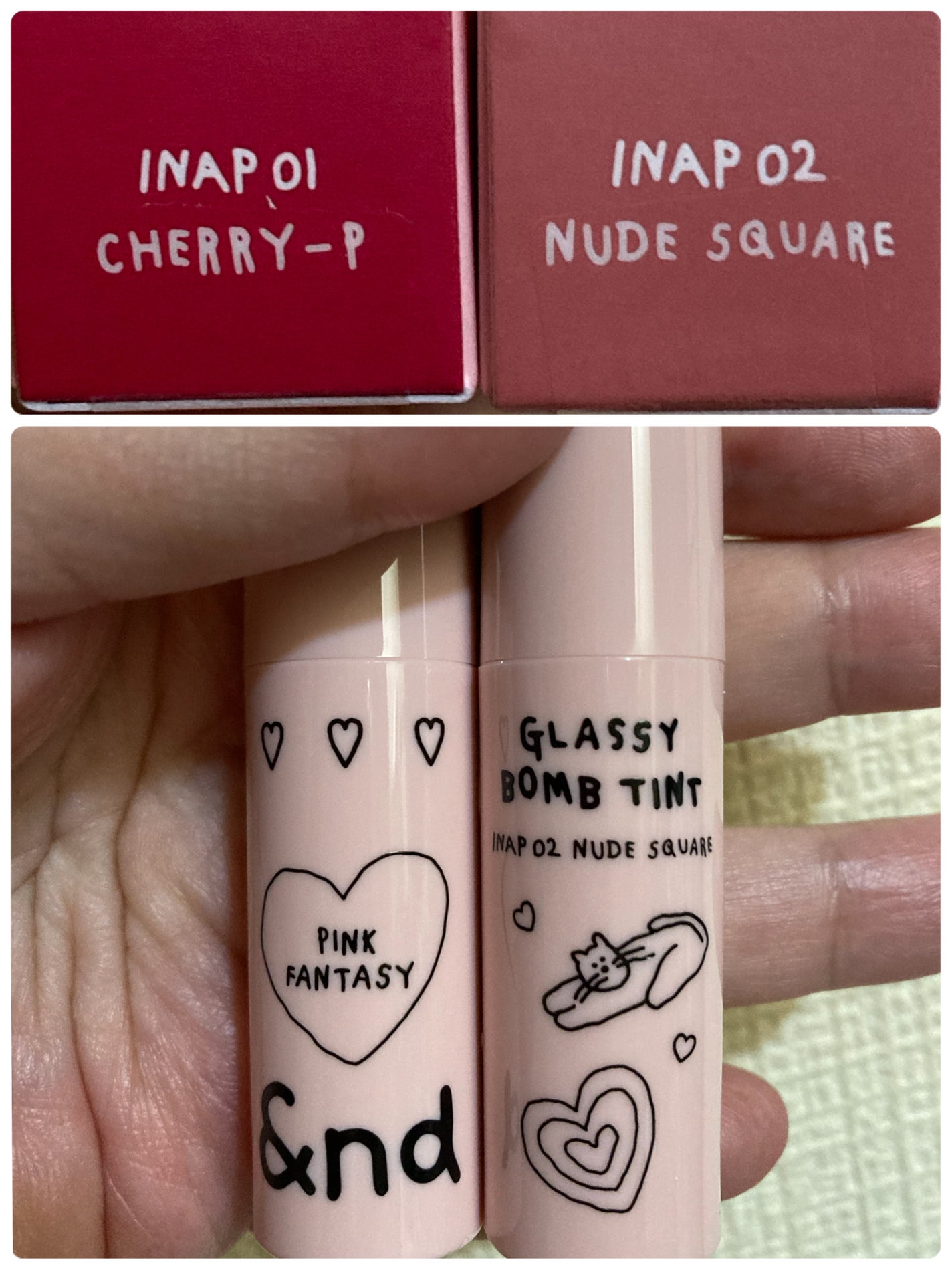 グラッシーボムティント/&nd by rom&nd/リップティントを使ったクチコミ(2枚目)