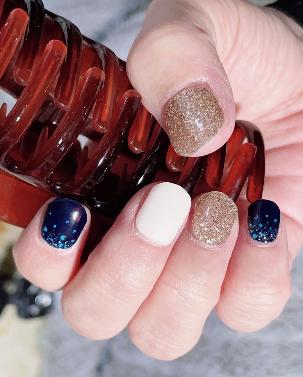 セミキュアジェルネイル（ハンド） ND-098 N Polaris (キャンプコレクション)/ohora/ネイルシールを使ったクチコミ（3枚目）