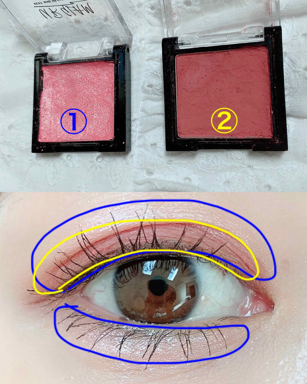 UR GLAM　POWDER EYESHADOW ロージーベージュ/U R GLAM/単色アイシャドウを使ったクチコミ（3枚目）