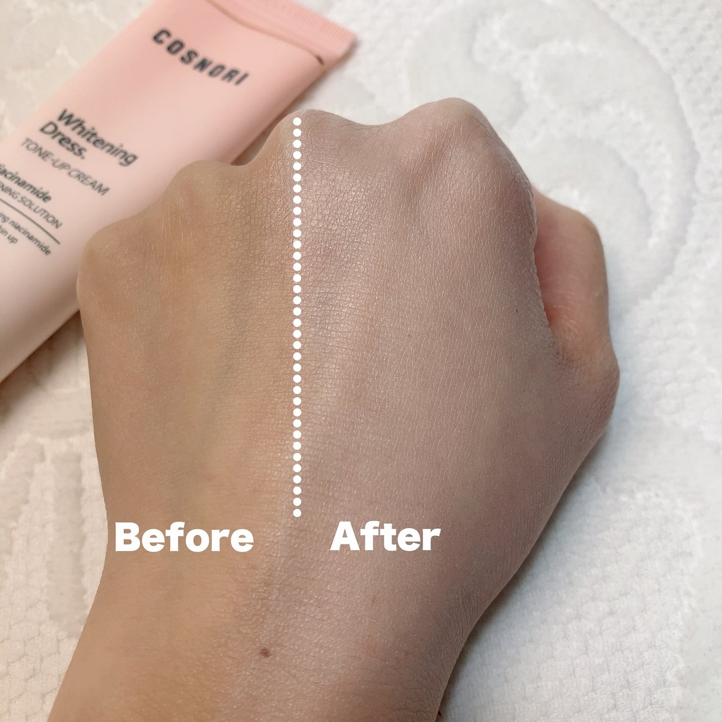 ホワイトニングドレストーンアップクリーム/COSNORI/化粧下地を使ったクチコミ(5枚目)