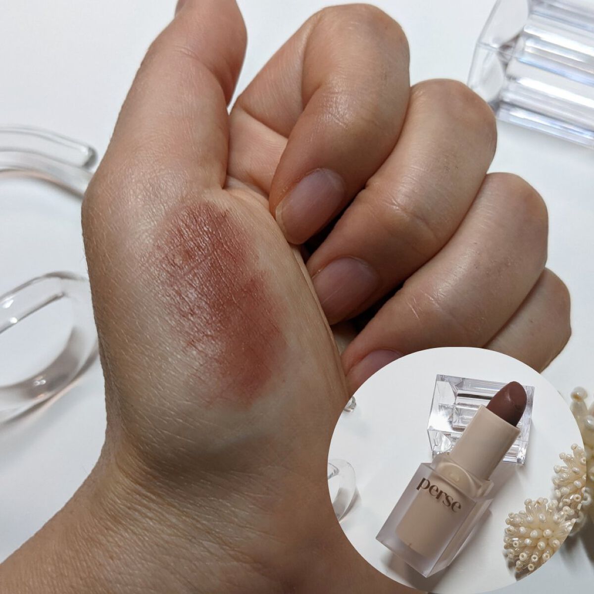 ベルベットフィックスリップバーム 05 French Brown/perse/リップバームを使ったクチコミ（2枚目）