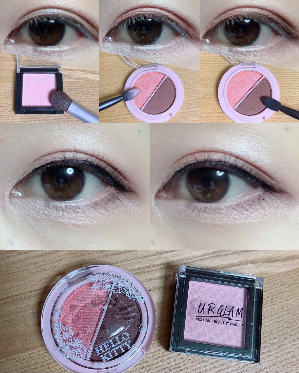 パウダーアイシャドウ ブルーミングキティ/DAISO/アイシャドウパレットを使ったクチコミ（1枚目）