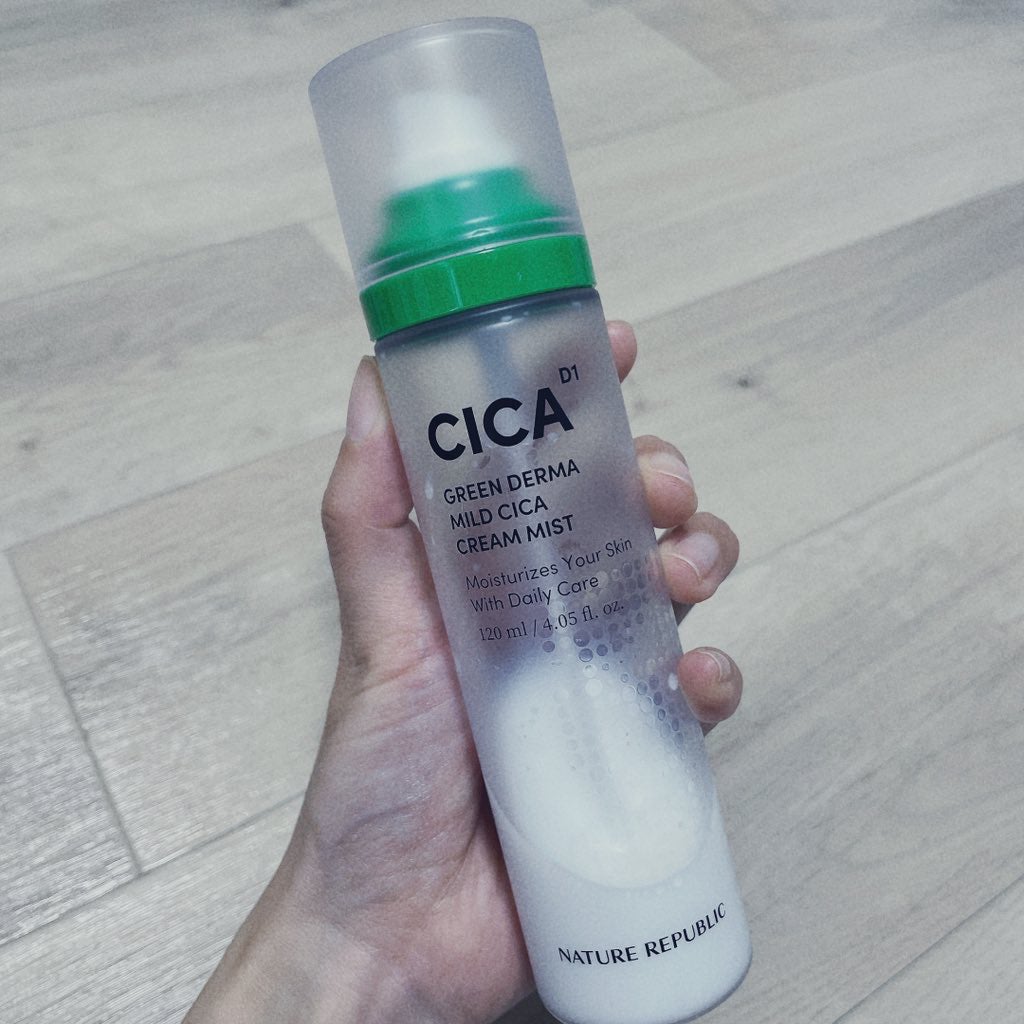グリーンダーママイルドシカクリームミスト/ネイチャーリパブリック/ミスト状化粧水を使ったクチコミ(2枚目)