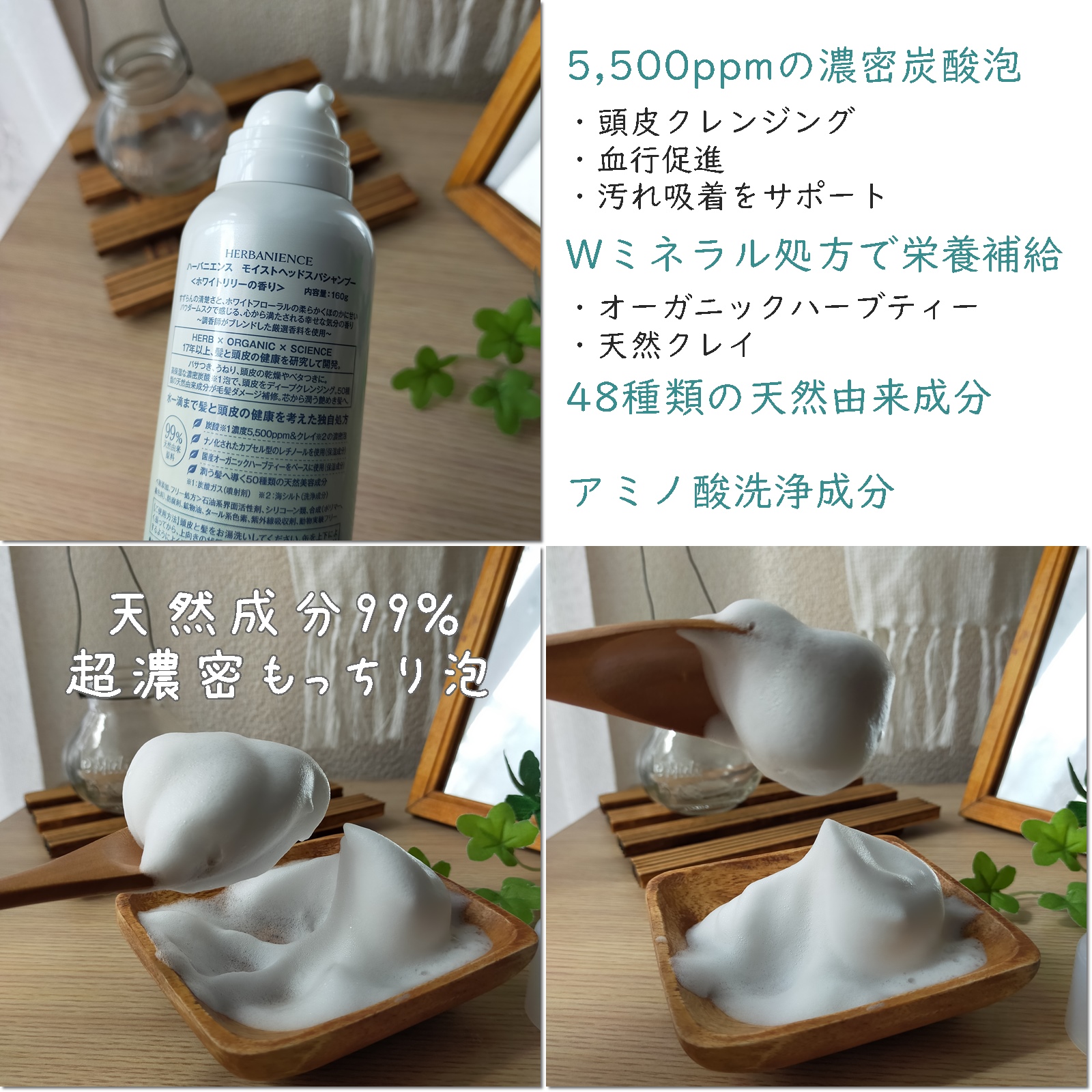 炭酸モイストスパシャンプー/HERBANIENCE/市販シャンプーを使ったクチコミ（2枚目）