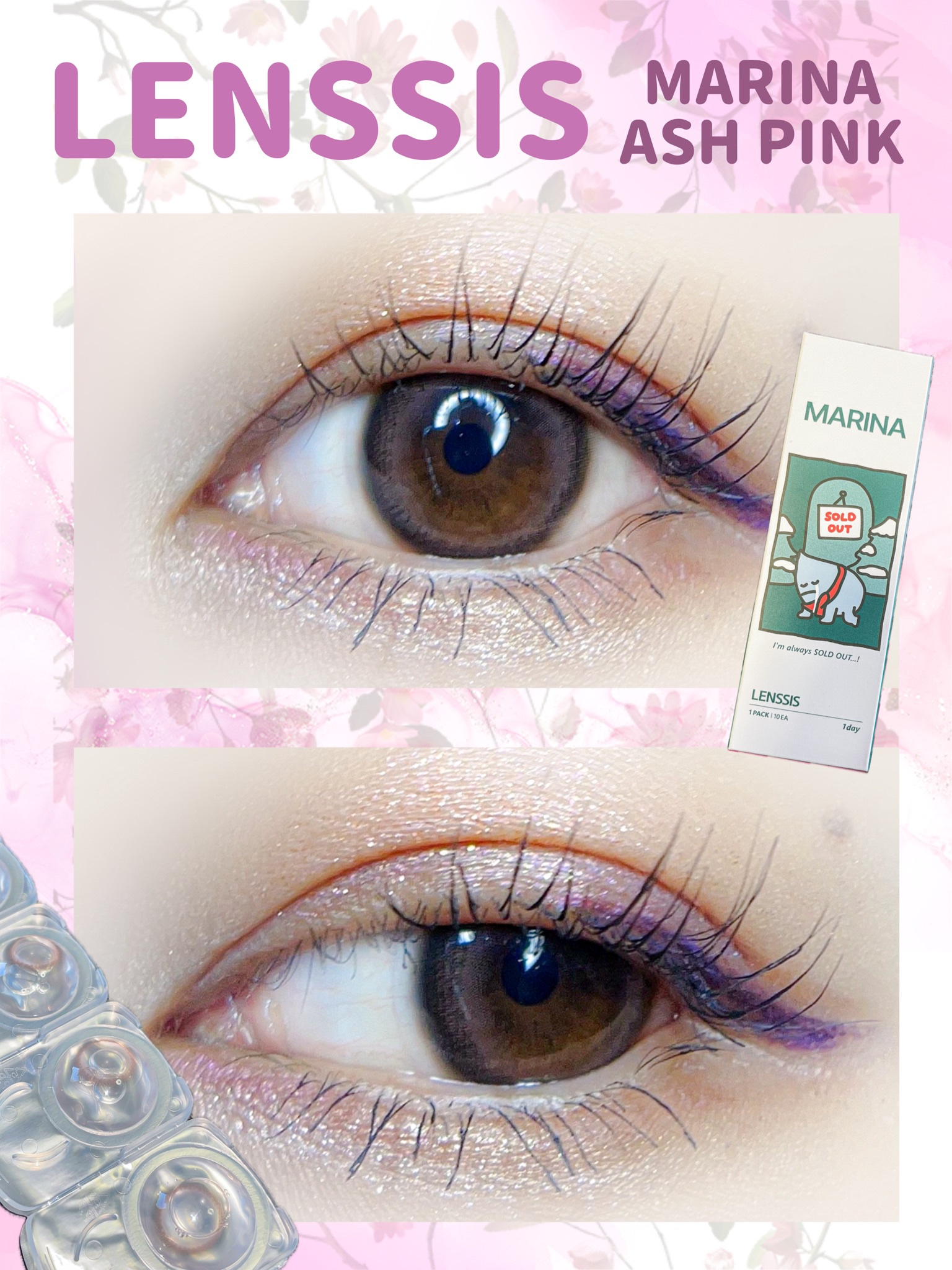 マリナシリーズ	 マリナアッシュピンク/LENSSIS/カラーコンタクトレンズを使ったクチコミ（3枚目）