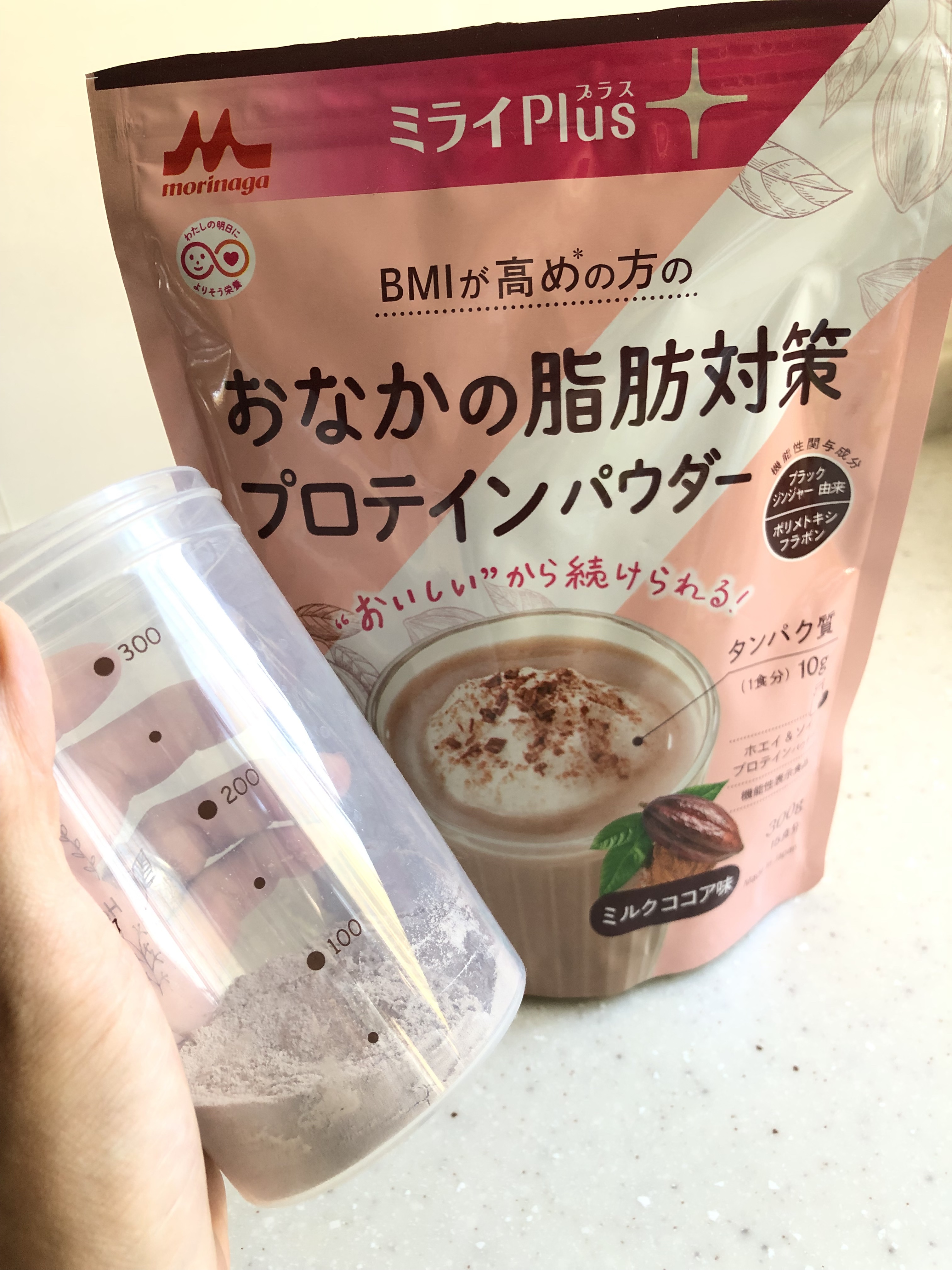ミライplus おなかの脂肪対策プロテインパウダー/森永乳業/その他プロテインを使ったクチコミ（2枚目）
