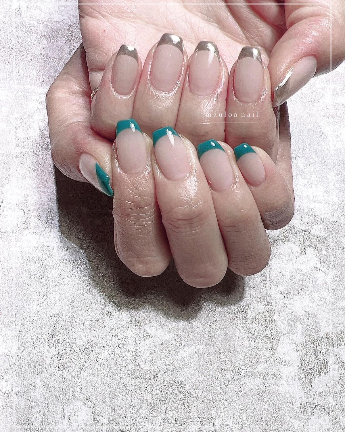 #フレンチネイル,#ネイル,#アートネイル,#グリーンネイル,#ミラーアートネイル,#フレンチネイル,#ターコイズネイル,#ミラーフレンチネイル,#ミラーネイル,#手書きアートネイル,#ミラーアートネイル,#パーツネイル,#グリッターネイル,#オレンジネイル,#春ネイル,#天王寺ネイル,#ネイルやり方ネイルのネイルデザイン