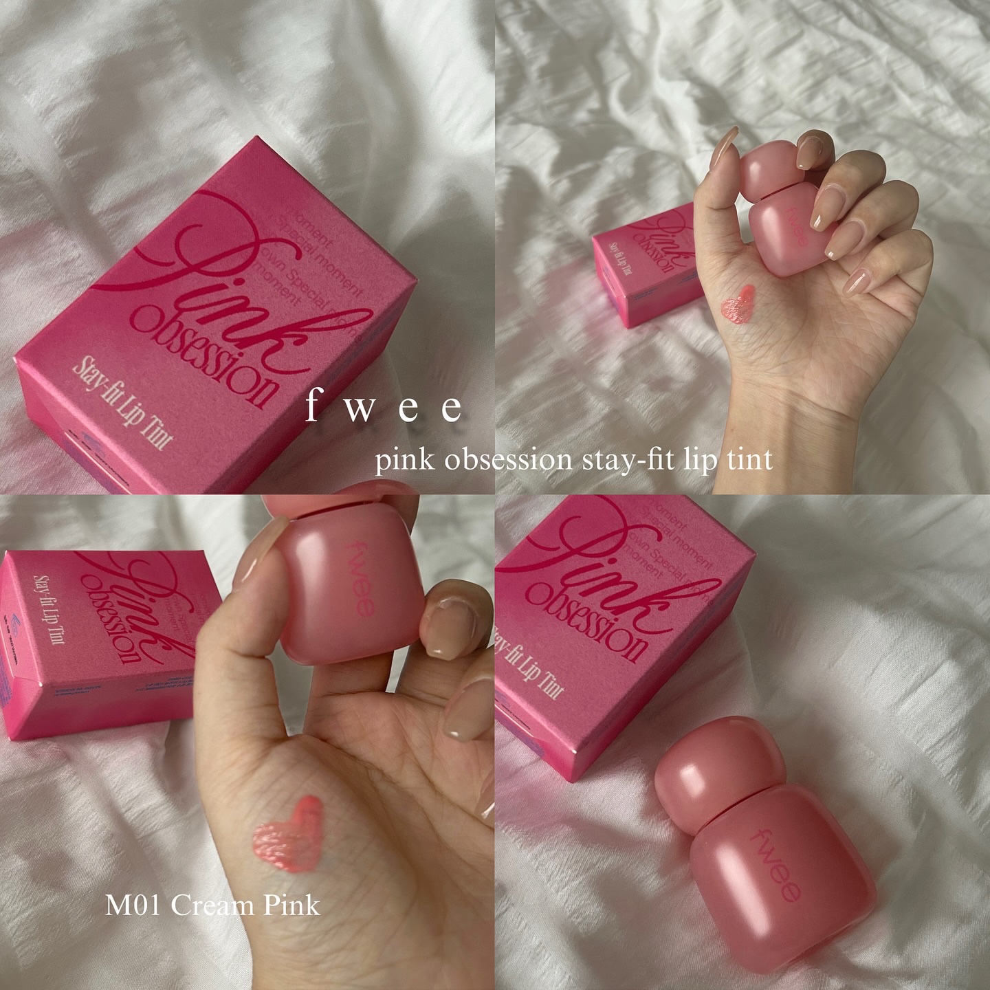 フィー ピンクオブセッションステイフィットティント M01 クリームピンク/fwee/リップティントを使ったクチコミ（2枚目）