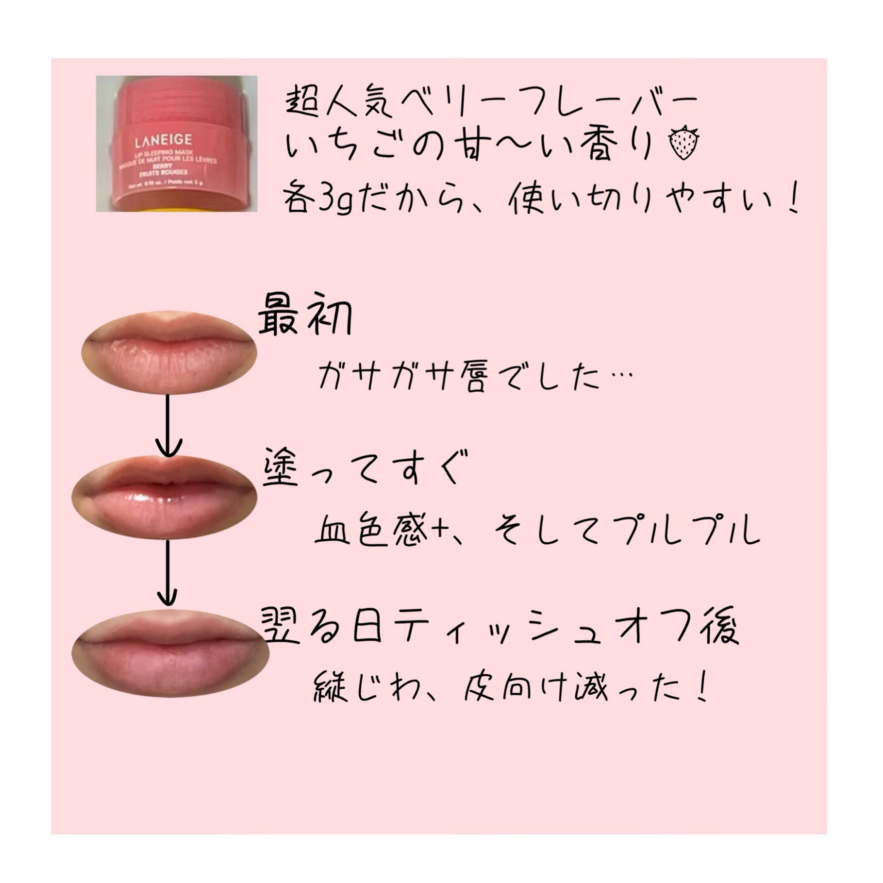 リップスリーピングマスク ミッドナイトミニズ/LANEIGE/その他キットセットを使ったクチコミ（2枚目）