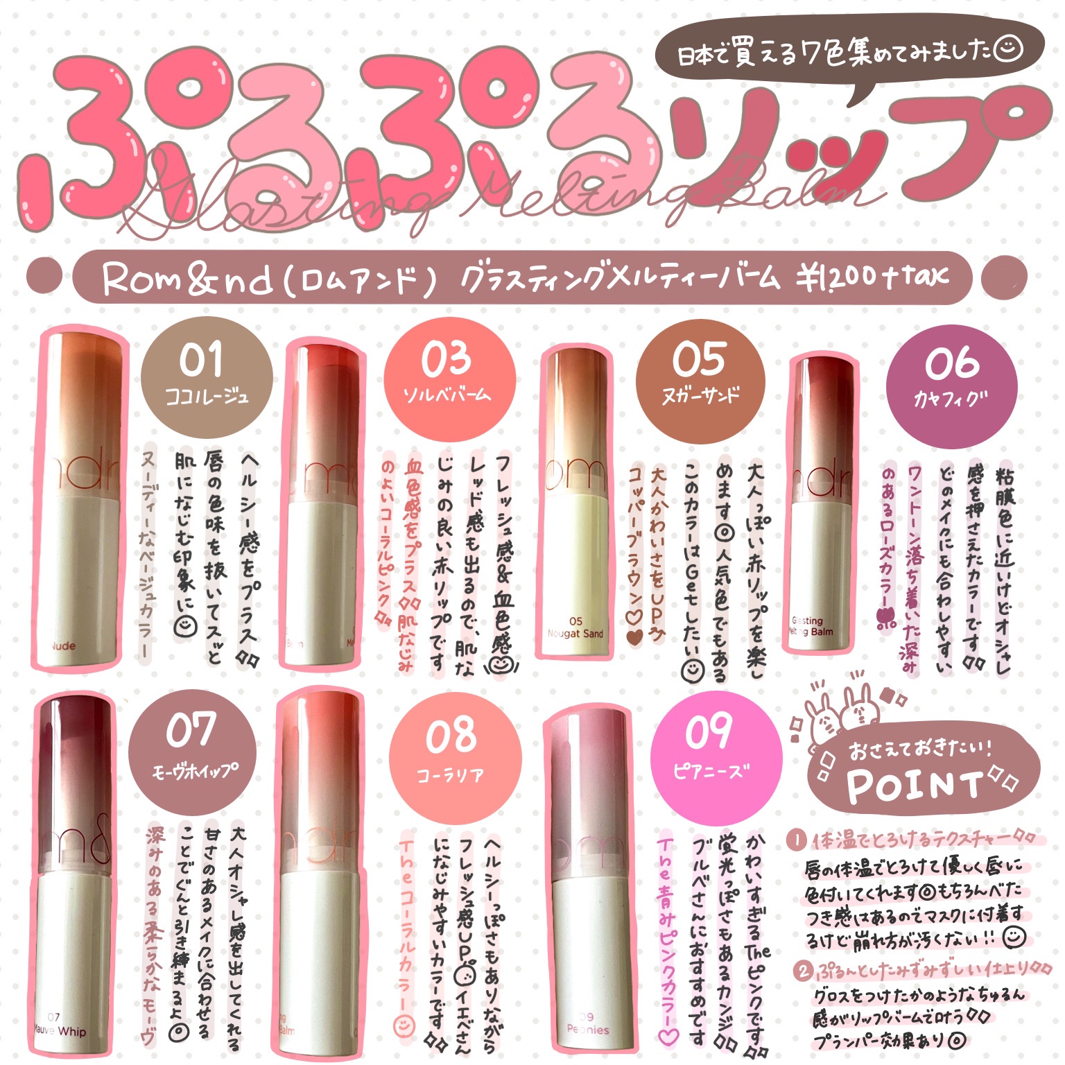 グラスティングメルティングバーム/rom&nd/リップバームを使ったクチコミ（1枚目）