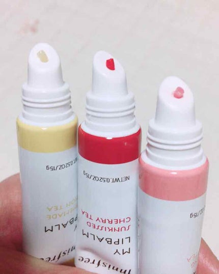 innisfree マイリップバーム ワナワンエディションのクチコミ「イニスフリー
マイリップクリーム
No03ホームメイドレモンティー
Mo08サンキストチェリ.....」(2枚目)