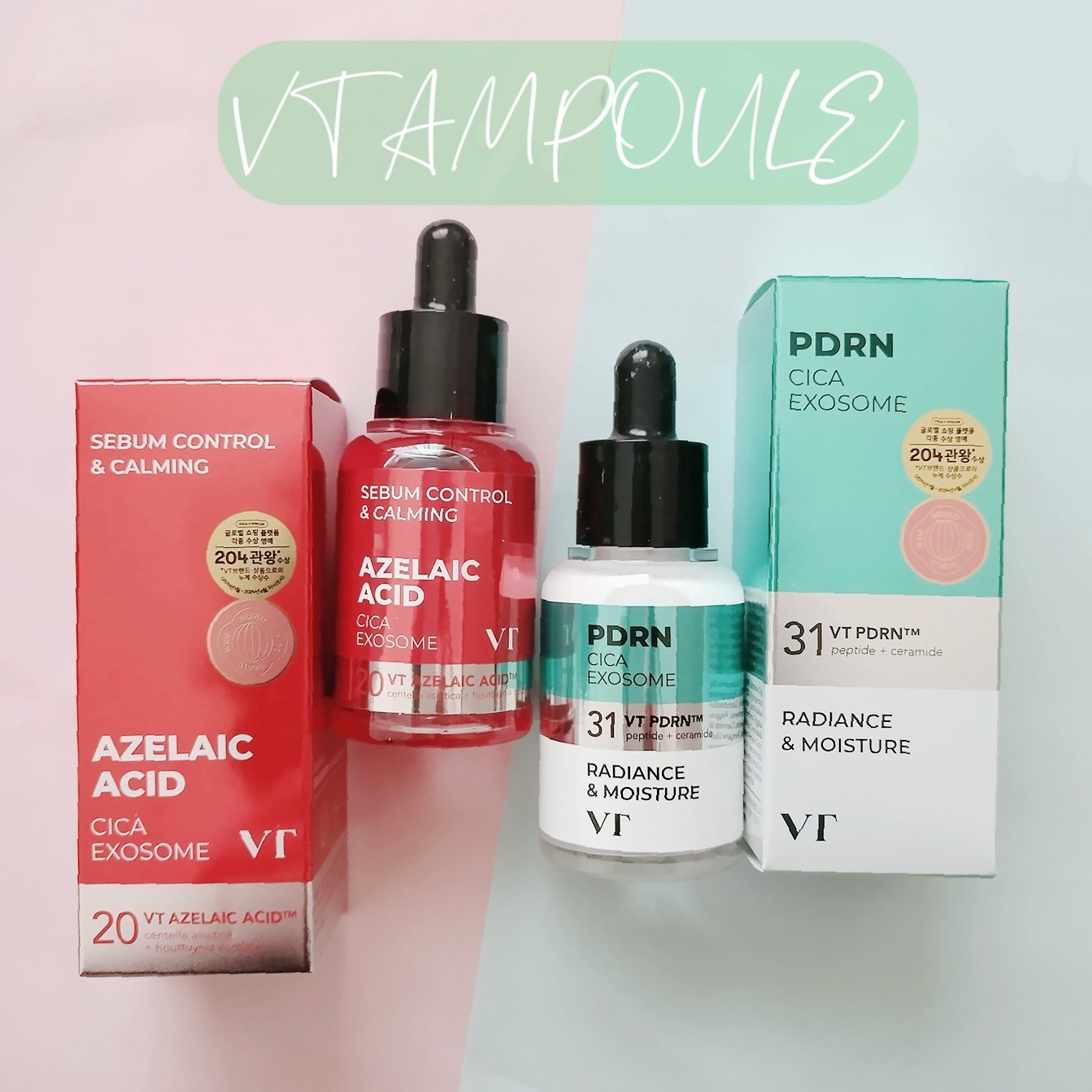 肌悩みに合わせて選べるVTのアンプル

❤️アゼライン酸：ニキビ、皮脂
💚PDRN：ハリツヤ、乾燥

私はハリが気になるのでPDRNで集中ケア🍀

韓国産の高麗人参を使用した植物性PDRNに
CICAエクソソーム配合で
ハリのあるツヤ肌