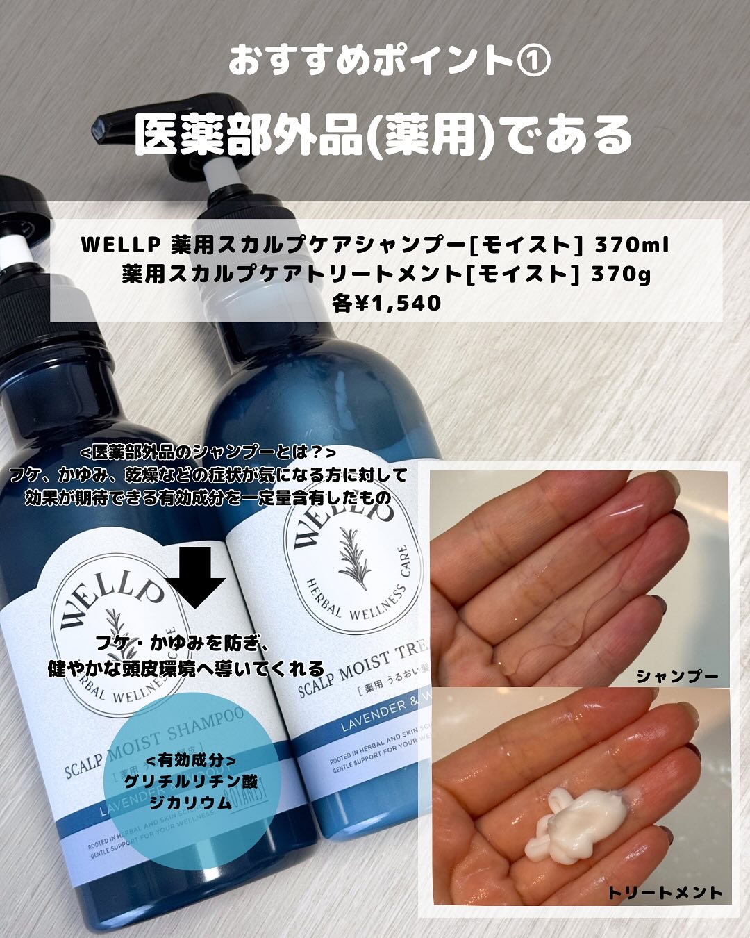 薬用スカルプケアシャンプー/トリートメント モイスト/WELLP/市販シャンプーを使ったクチコミ（3枚目）