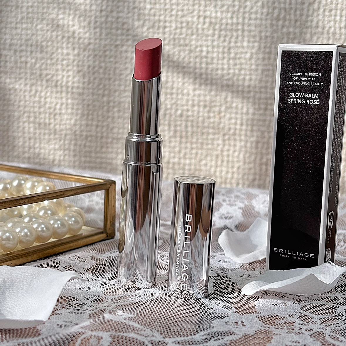 グロウバーム スプリングロゼ/ブリリアージュ/口紅を使ったクチコミ（2枚目）