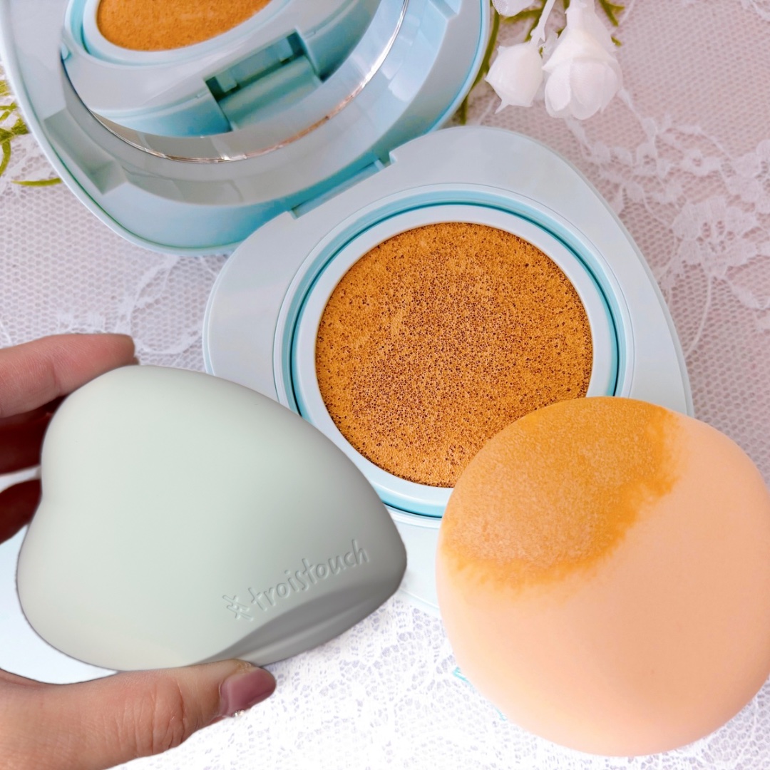 トワタッチ ハートクッション アクアベア 21 ベージュ本体/troistouch/クッションファンデーションを使ったクチコミ（3枚目）