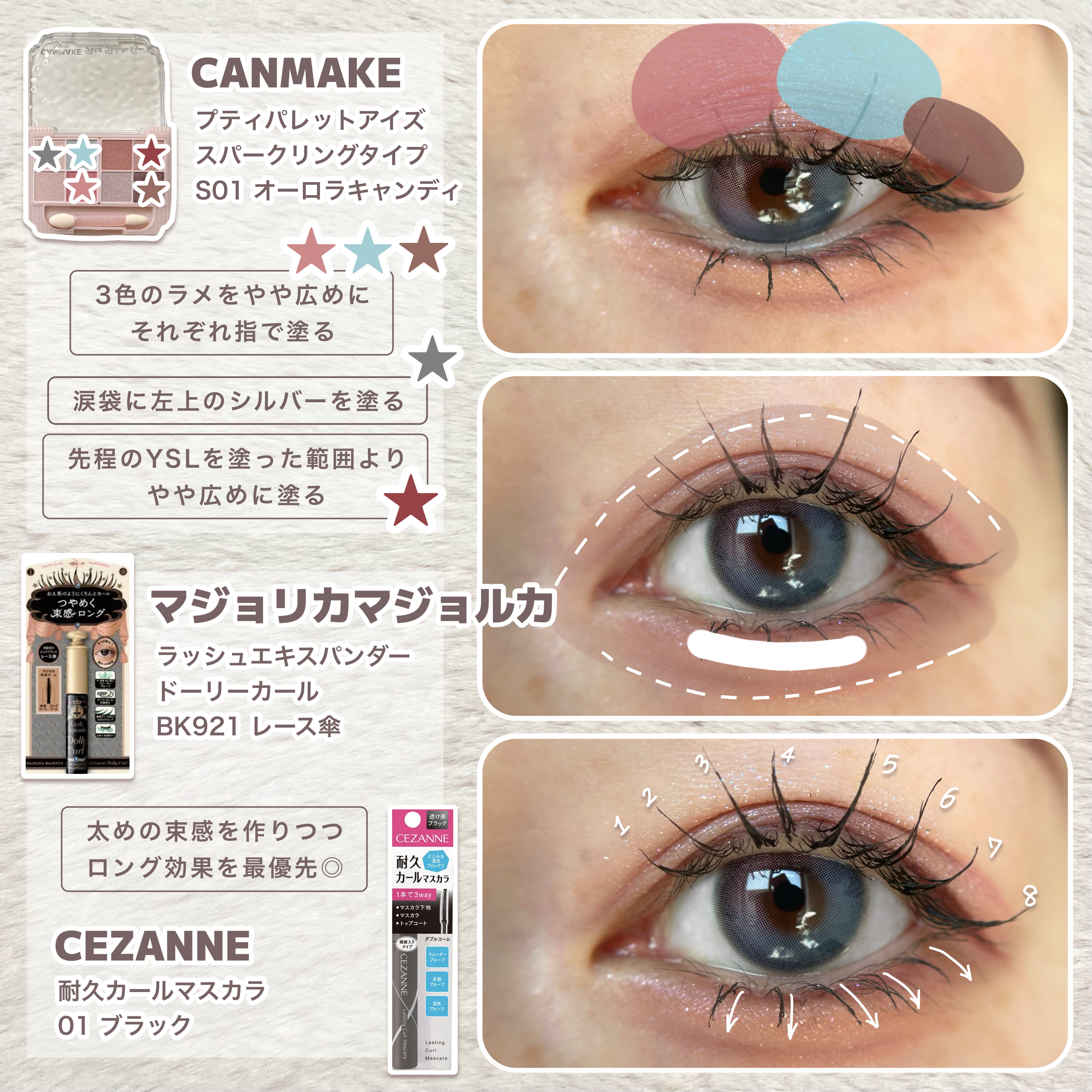 チーク、クリームファンデ、ファンデ、マスカラ アイメイク方法》クリームチーク｜キャンメイクの使い方 -\ ほぼ