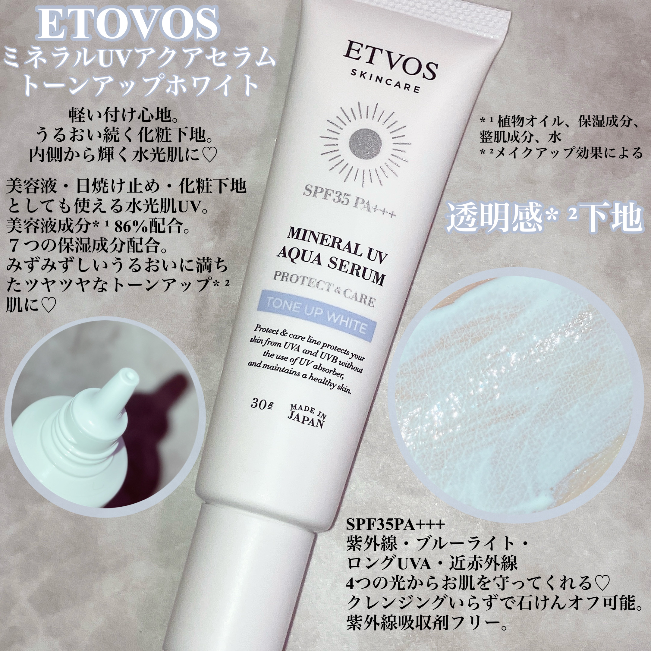 ミネラルUVアクアセラム/エトヴォス/美容液を使ったクチコミ（2枚目）