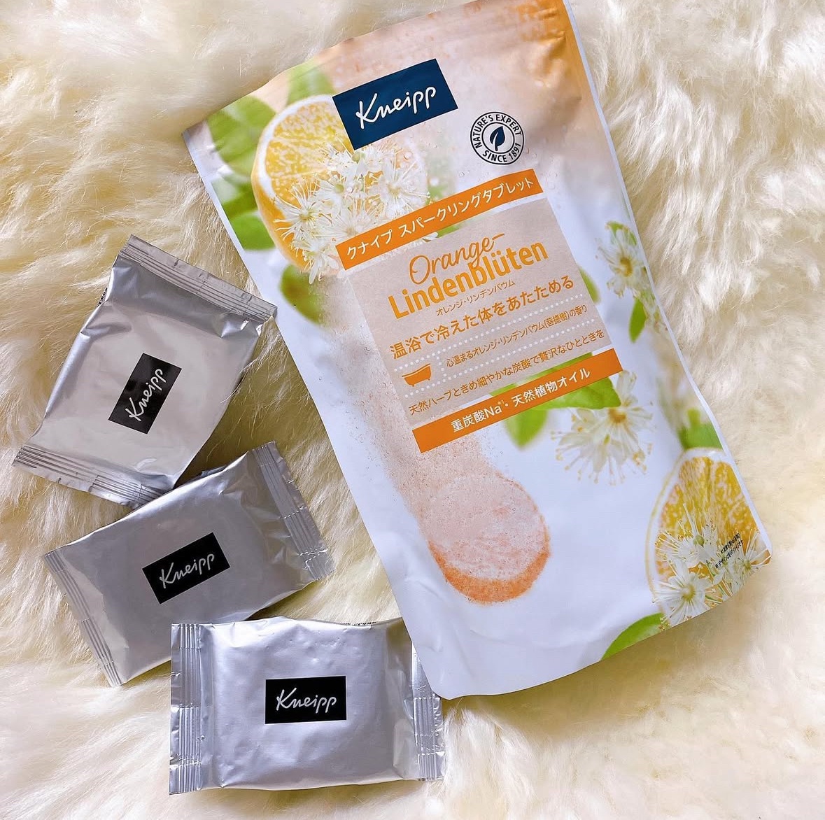 クナイプ スパークリングタブレット オレンジ・リンデンバウム ＜菩提樹＞の香り /クナイプ/炭酸系入浴剤を使ったクチコミ（2枚目）