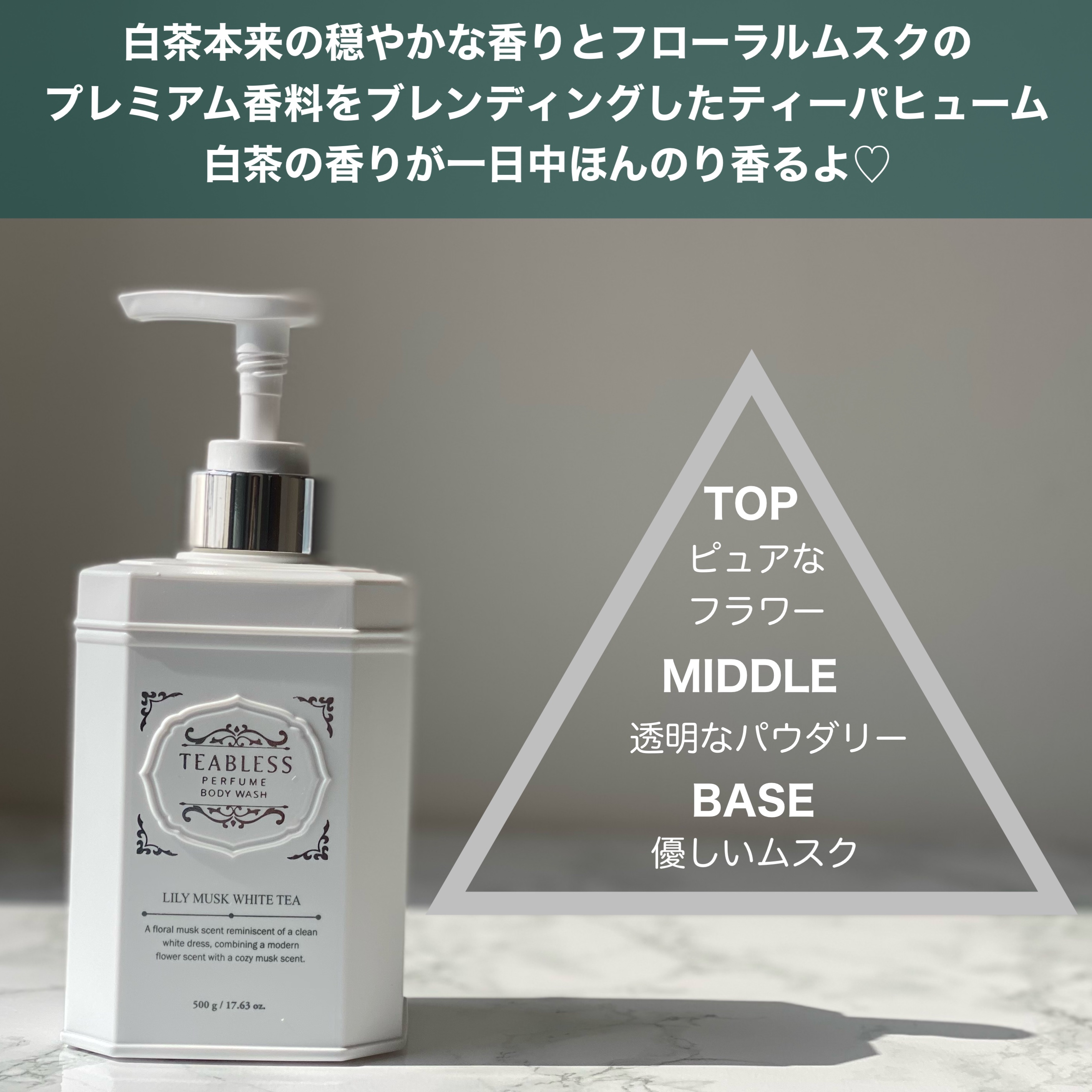 パフュームボディウォッシュ リリームスクホワイトティー/TEABLESS/ボディソープを使ったクチコミ（2枚目）