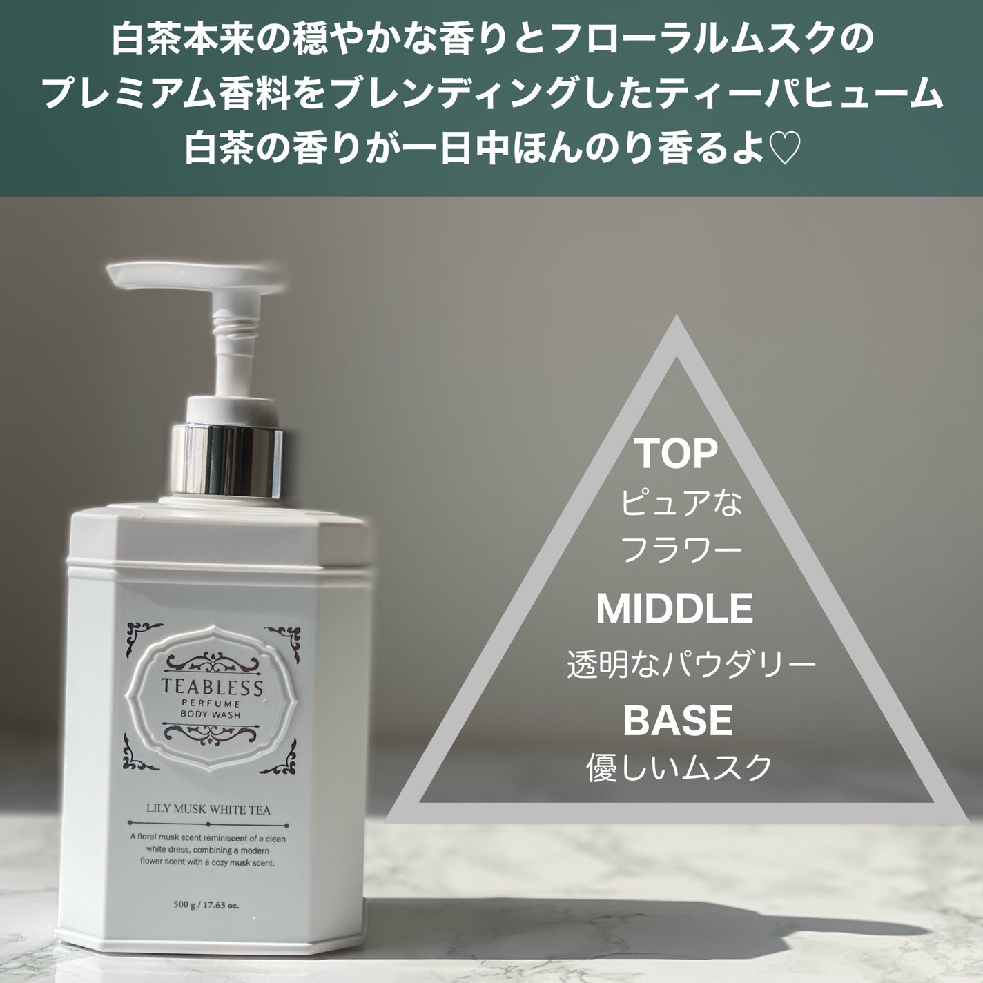 パフュームボディウォッシュ リリームスクホワイトティー/TEABLESS/ボディソープを使ったクチコミ(2枚目)