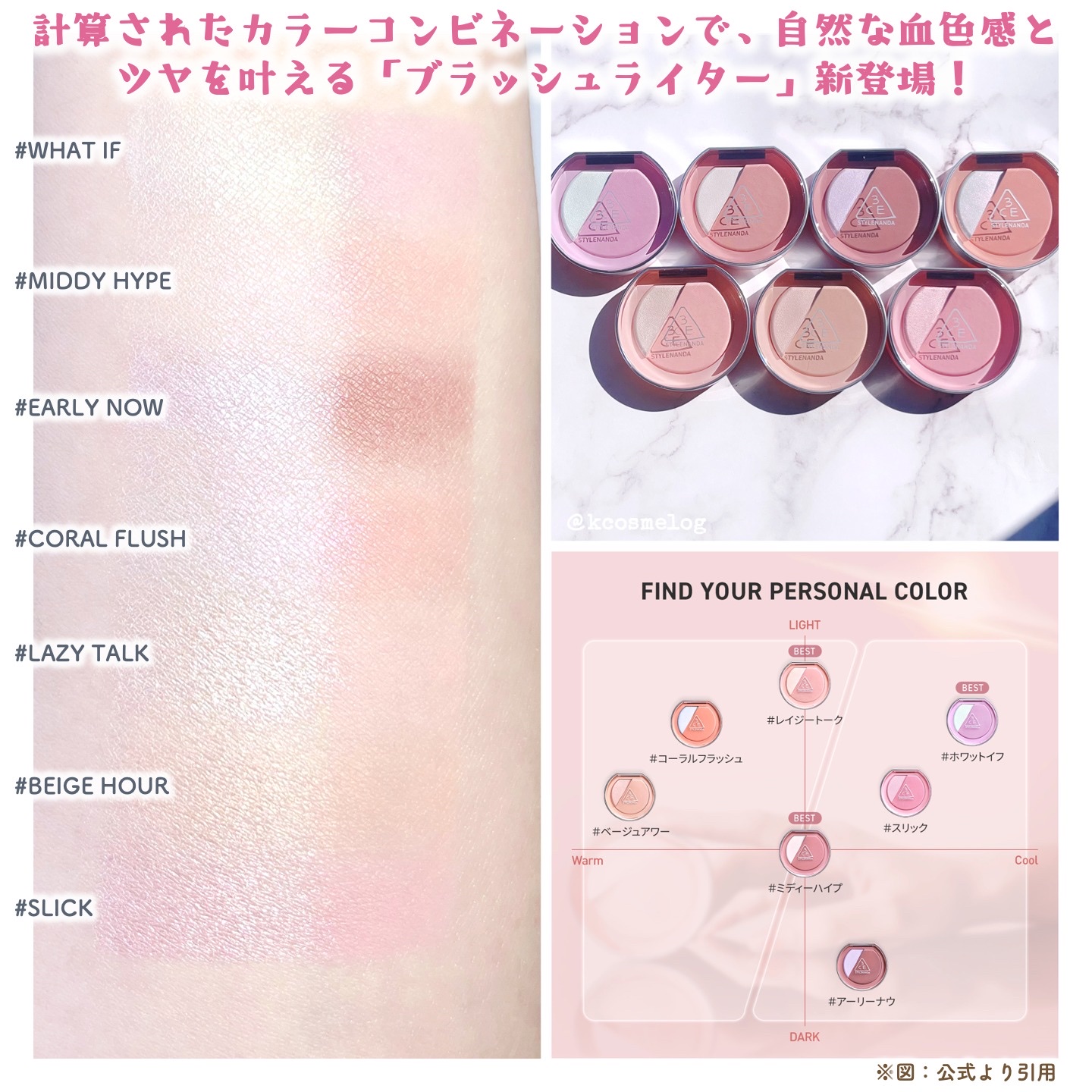 3CE ブラッシュライター/3CE/パウダーチークを使ったクチコミ（2枚目）