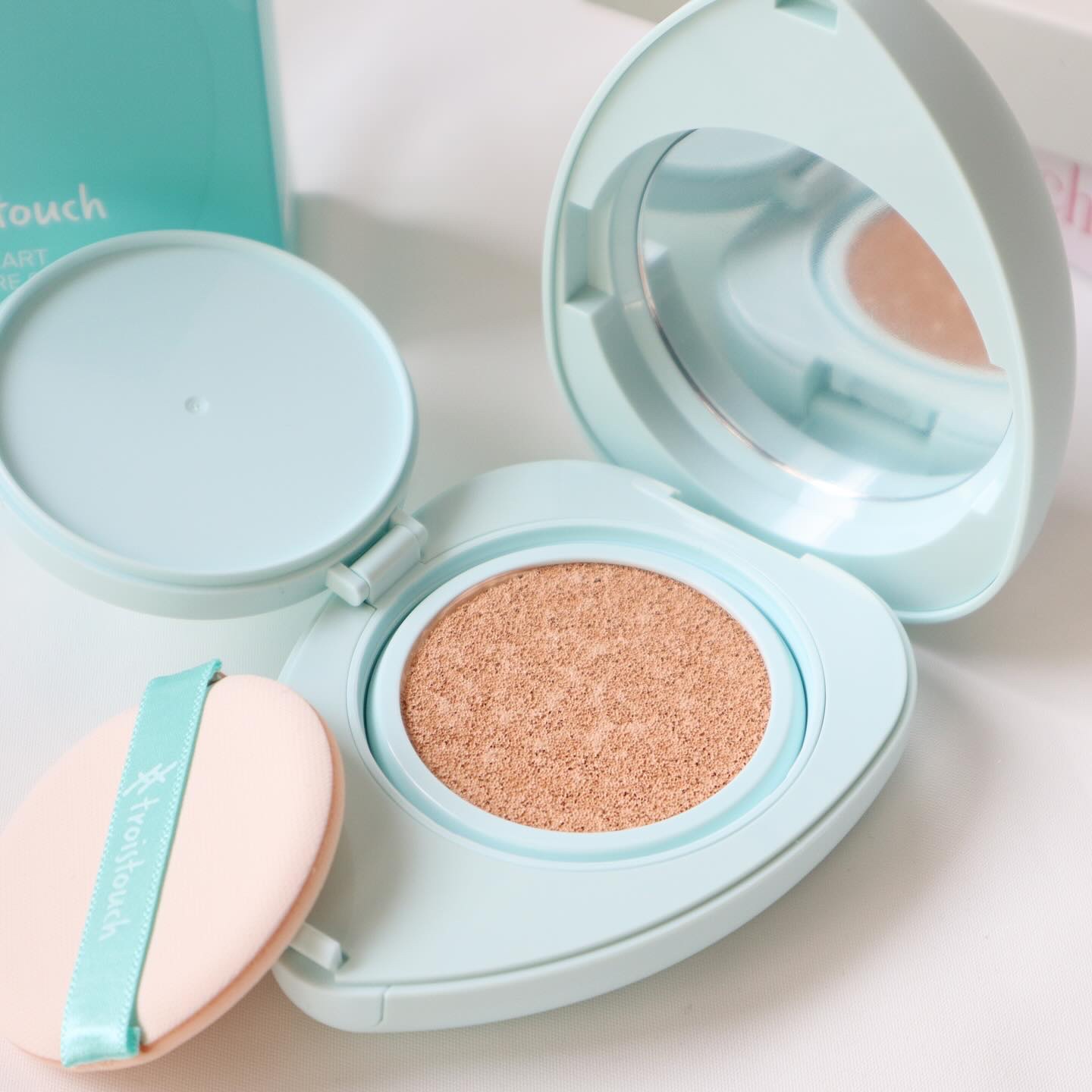 トワタッチ ハートクッション アクアベア 21 ベージュ本体/troistouch/クッションファンデーションを使ったクチコミ（2枚目）