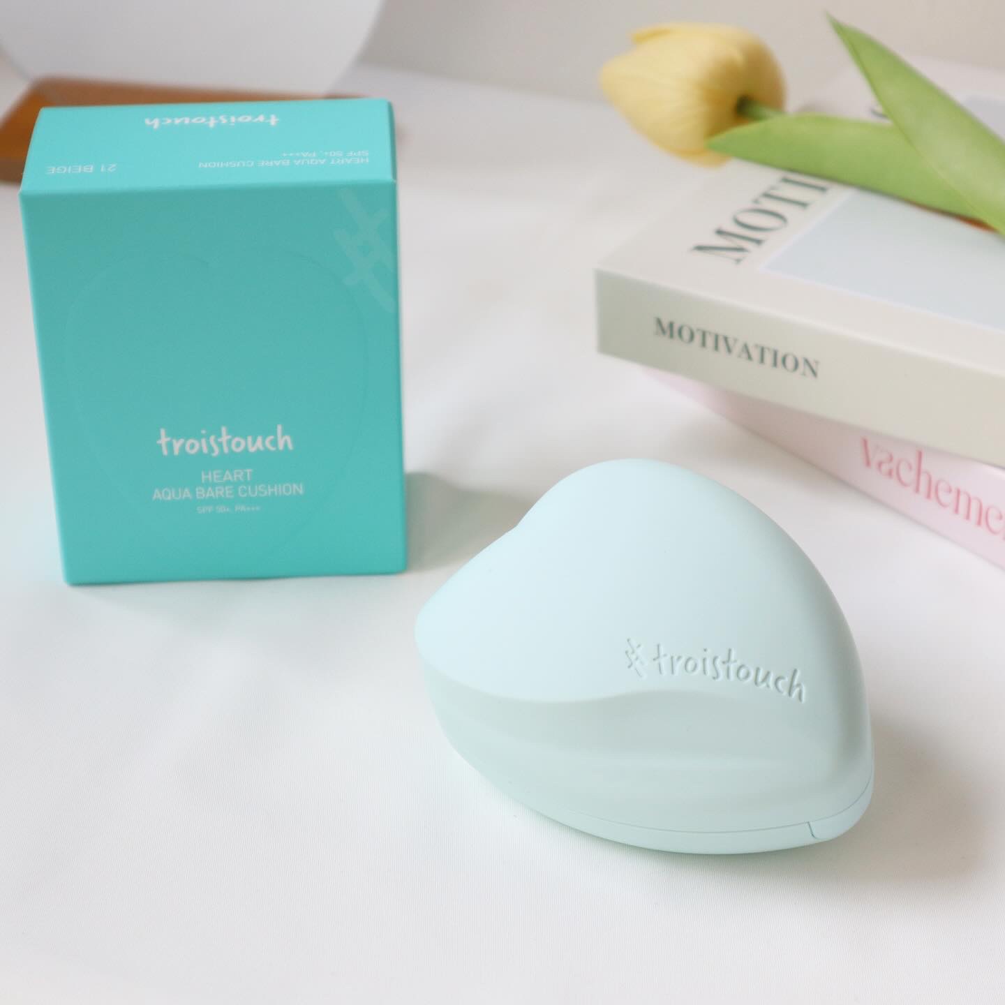 トワタッチ ハートクッション アクアベア 21 ベージュ本体/troistouch/クッションファンデーションを使ったクチコミ（1枚目）