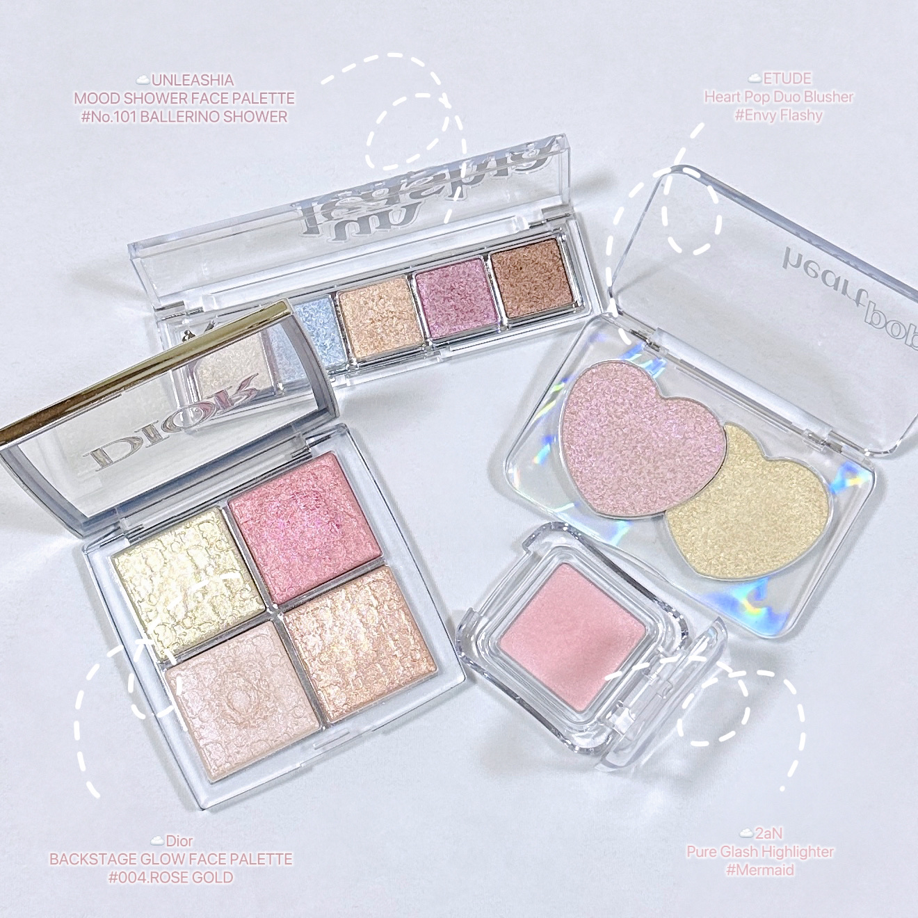 Mood Shower Face Palette/unleashia/パウダーハイライトを使ったクチコミ（2枚目）