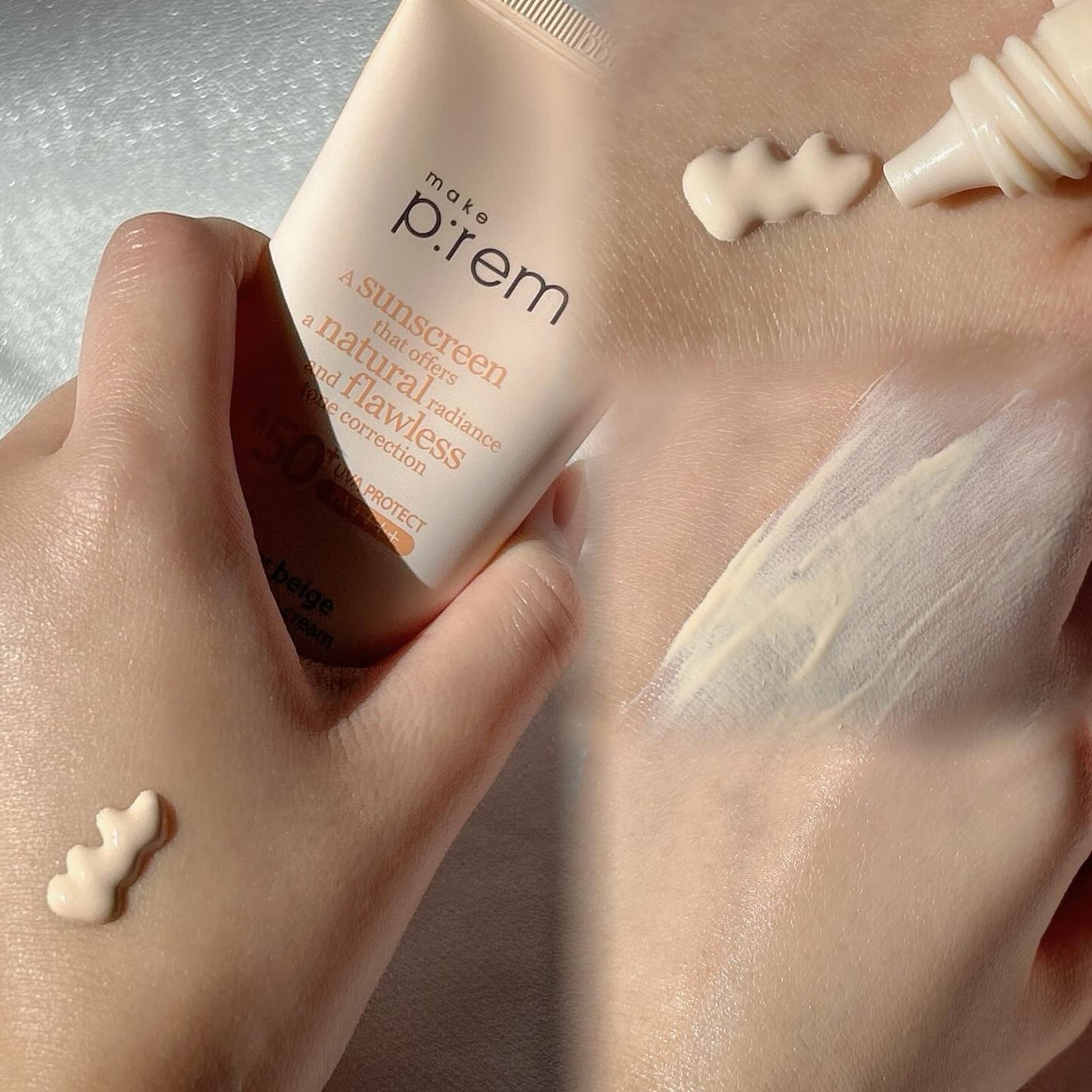 メイクプレム グロウベージュトーンアップサンクリーム/make prem/日焼け止めクリームを使ったクチコミ(2枚目)