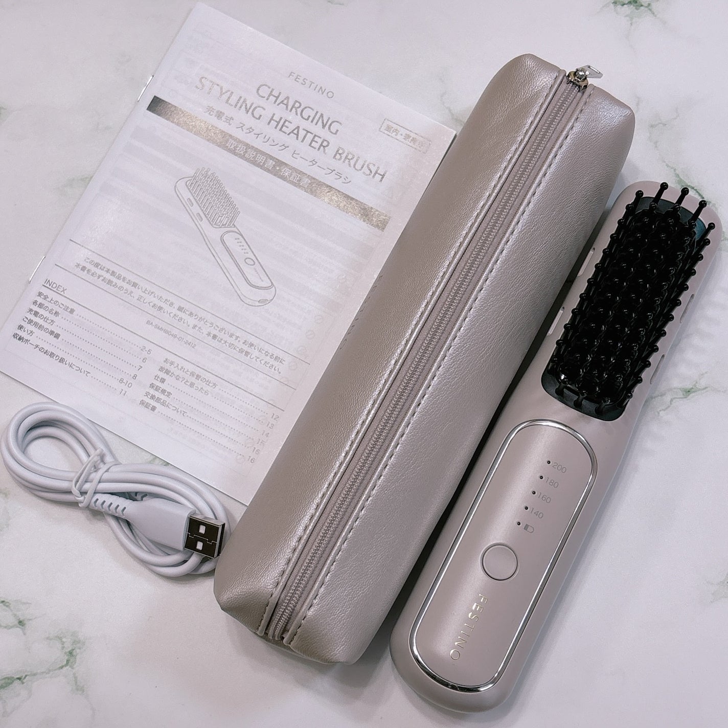 充電式 スタイリング ヒーターブラシ/FESTINO/ヒートブラシを使ったクチコミ(2枚目)