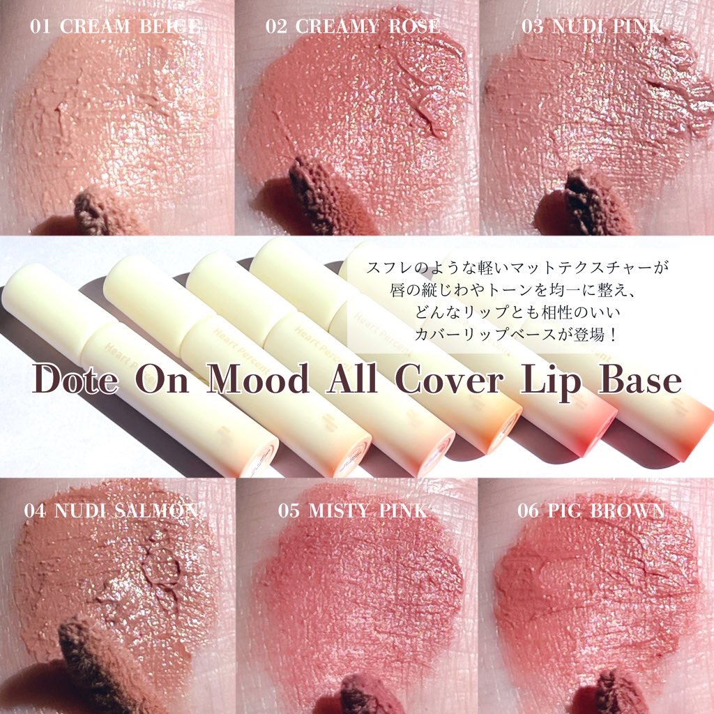 ドット オン ムード オールカバー リップベース 05 ミスティ ピンク/Heart Percent/リップクリームを使ったクチコミ（2枚目）