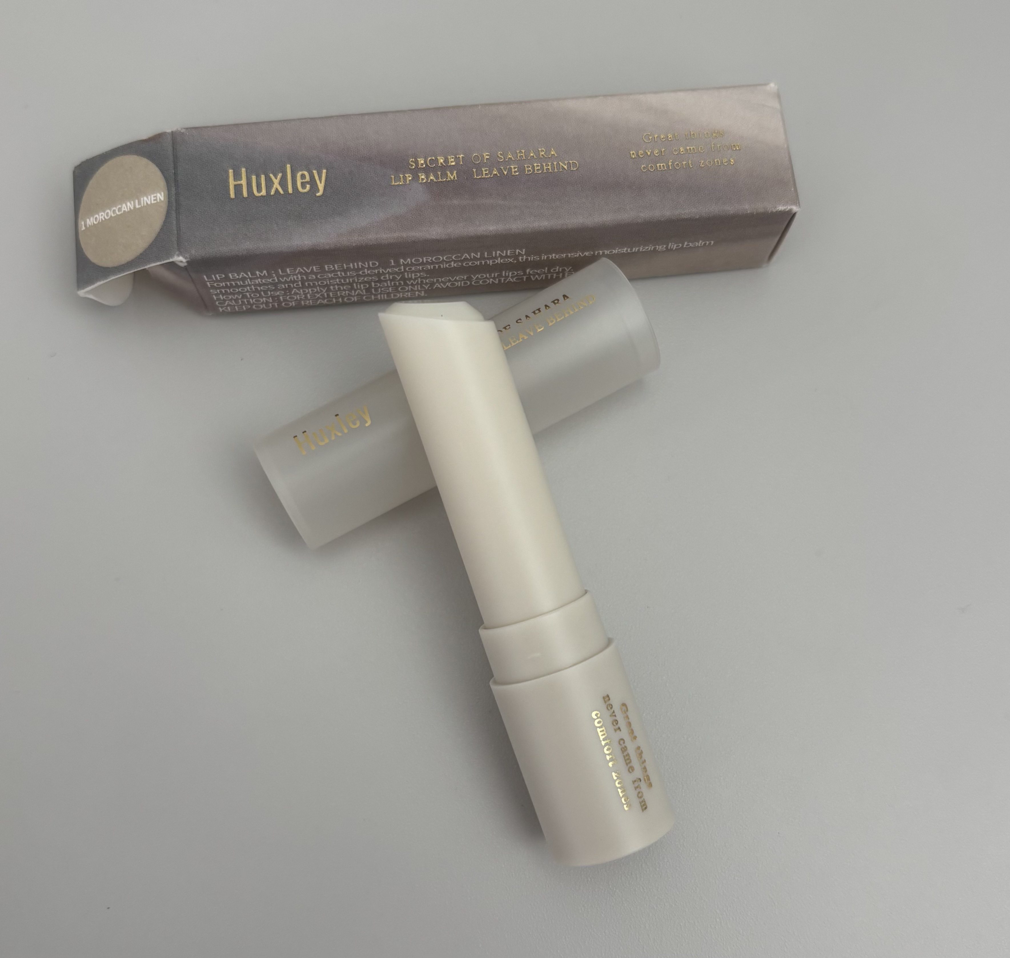 リップバーム；リーブビハインド 01モロッカンリネン/Huxley/リップバームを使ったクチコミ（1枚目）
