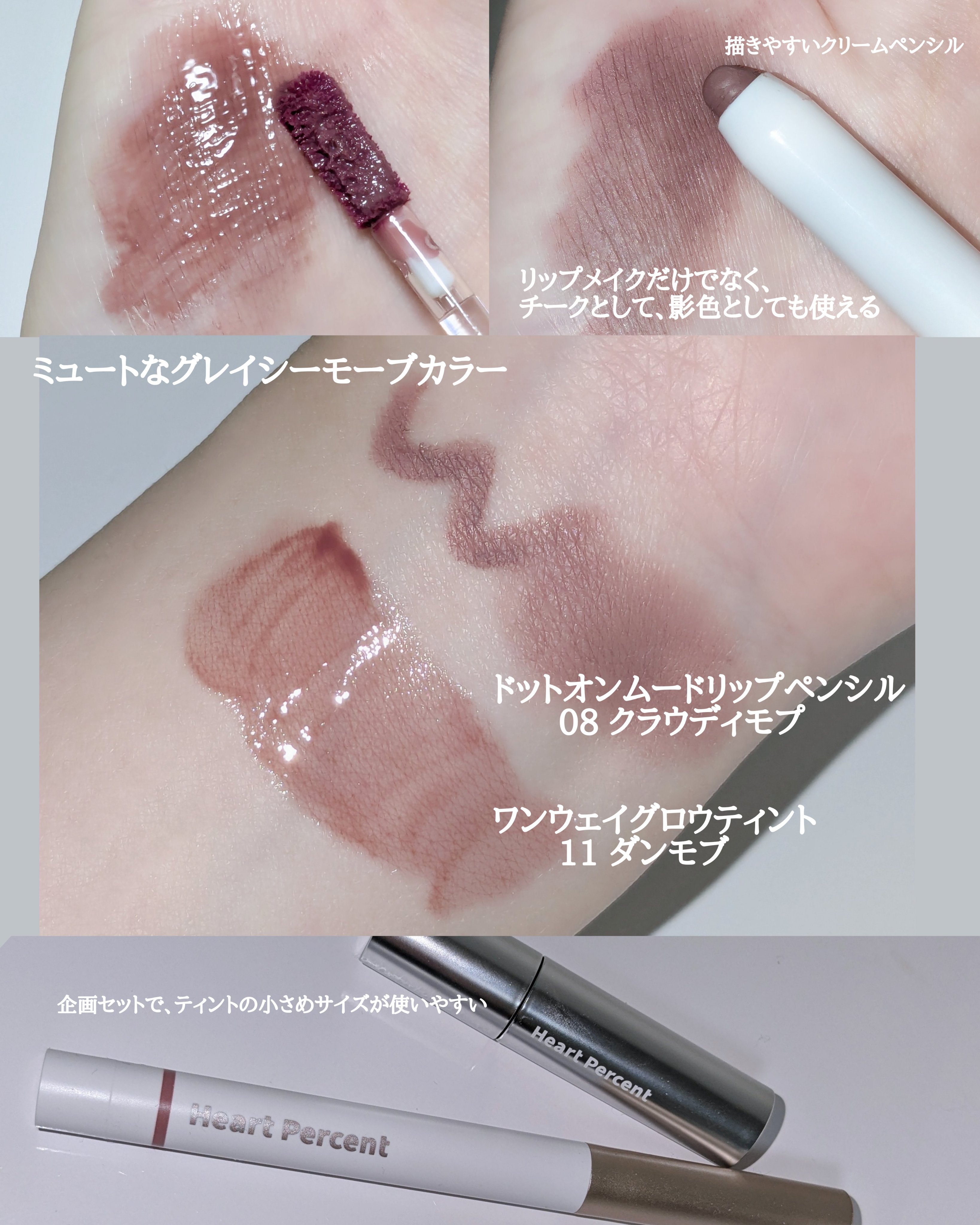 ドットオンムードワンウェイグロイティント/Heart Percent/リップティントを使ったクチコミ（3枚目）