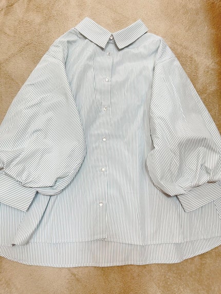 後レースアップAラインBL 無地 長袖 ボタン シャツ・ブラウス/NICE CLAUP/その他を使ったクチコミ(2枚目)